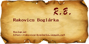 Rakovics Boglárka névjegykártya